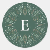 Botanische krans vakantie monogram ronde sticker (Voorkant)