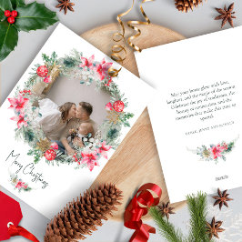 Botanische Krans Waterverf Sneeuwvlok Kerstmis Feestdagenkaart