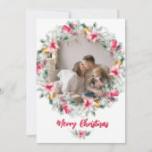 Botanische Krans Waterverf Sneeuwvlok Kerstmis Feestdagenkaart (Voorkant)