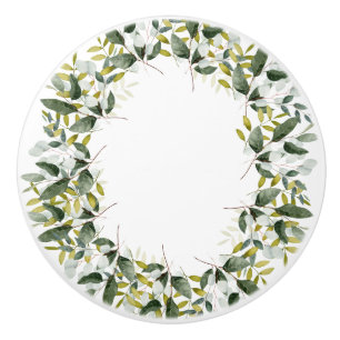 BOTANISCHE KRANS WIT GROEN 2 CUSTOM KERAMISCHE KNOP