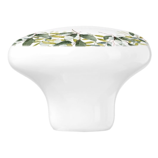 BOTANISCHE KRANS WIT GROEN 2 CUSTOM KERAMISCHE KNOP (Zijkant)