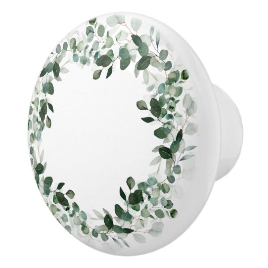 BOTANISCHE KRANS WIT GROEN CUSTOM KERAMISCHE KNOP (Rechts)