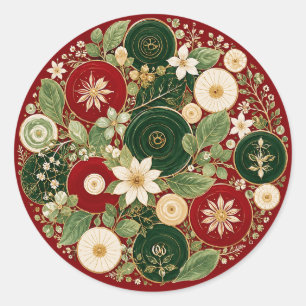 Botanische Krimson Wreath Ronde Sticker