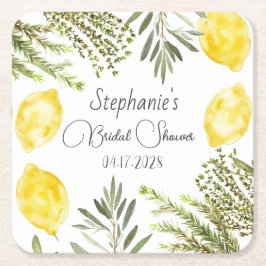 Botanische Kruiden Citroenen Watercolor Bruidsdouc Kartonnen Onderzetters