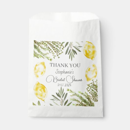 Botanische kruiden Citroenen Waterverf Vrijgezelle Bedankzakje (Voorkant)