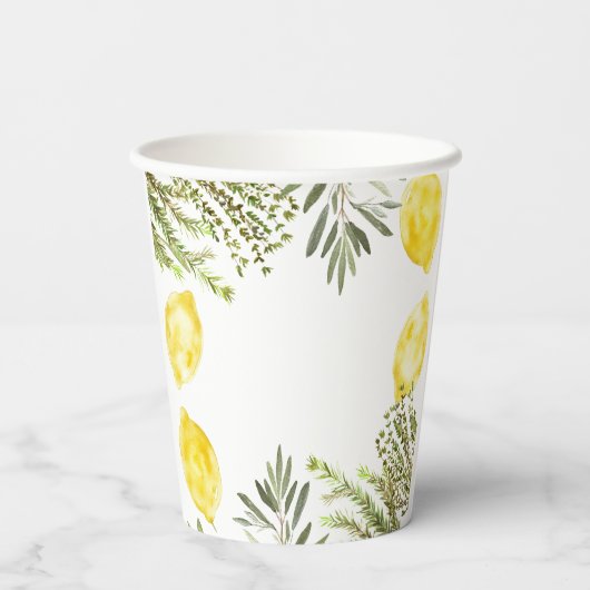 Botanische kruiden Citroenen Waterverf Vrijgezelle Papieren Bekers (Achterkant)