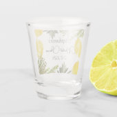 Botanische kruiden Citroenen Waterverf Vrijgezelle Shot Glas (Achterkant)