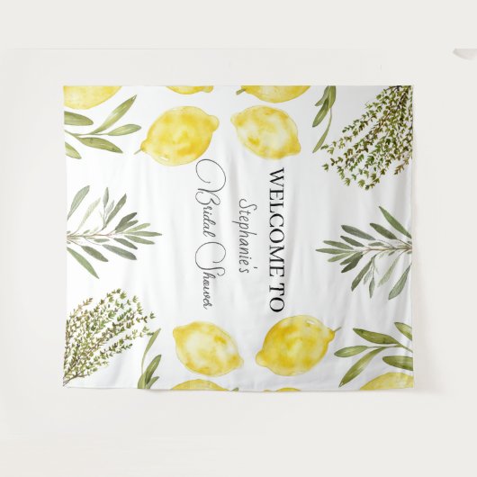 Botanische kruiden Citroenen Waterverf Vrijgezelle Wandkleed (Voorkant (horizontaal))