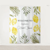 Botanische kruiden Citroenen Waterverf Vrijgezelle Wandkleed (Voorkant)