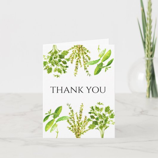 Botanische Kruiden Tijm Mint Waterverf Dank u (Voorkant)