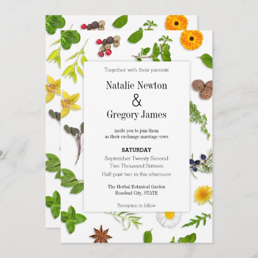 Botanische kruiden Weddenschap Kaart (Voorkant / Achterkant)