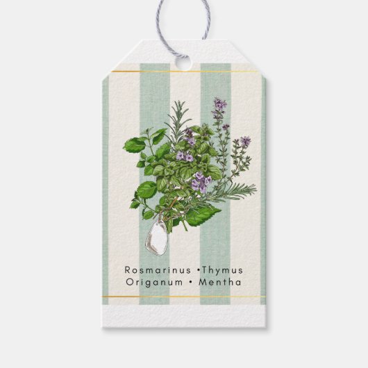 Botanische Kruidentuin Mix - Salie Keuken Kunst Cadeaulabel (Voorkant)