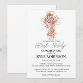 Botanische Kruis Eerste Communie Uitnodigingen (Voorkant / Achterkant)