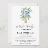 Botanische Kruis Eerste Communie Uitnodigingen (Voorkant)
