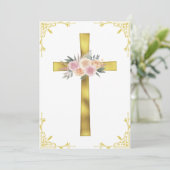 Botanische Kruis Eerste Communie Uitnodigingen (Staand voorkant)