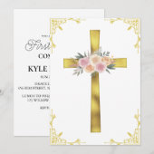 Botanische Kruis Eerste Communie Uitnodigingen (Voorkant / Achterkant)