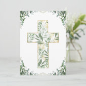 Botanische Kruis Eerste Communie Uitnodigingen (Staand voorkant)