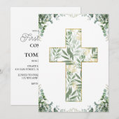 Botanische Kruis Eerste Communie Uitnodigingen (Voorkant / Achterkant)