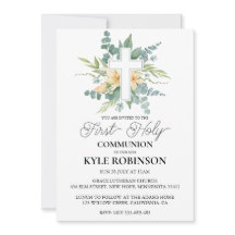 Botanische Kruis Eerste Communie Uitnodigingen