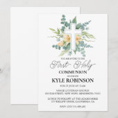 Botanische Kruis Eerste Communie Uitnodigingen (Voorkant / Achterkant)