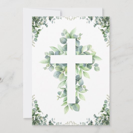 Botanische Kruis Eerste Communie Uitnodigingen (Voorkant)