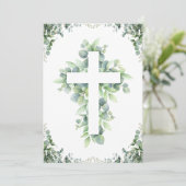 Botanische Kruis Eerste Communie Uitnodigingen (Staand voorkant)