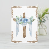 Botanische Kruis Eerste Communie Uitnodigingen (Staand voorkant)