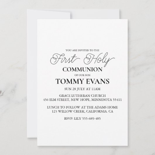 Botanische Kruis Eerste Communie Uitnodigingen (Achterkant)