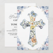 Botanische Kruis Eerste Communie Uitnodigingen (Voorkant / Achterkant)