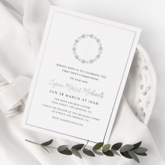 botanische kruising eerste communie folie uitnodiging