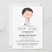 Botanische Kruisjongen Eerste Communie Uitnodiging (Voorkant)