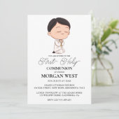 Botanische Kruisjongen Eerste Communie Uitnodiging (Staand voorkant)
