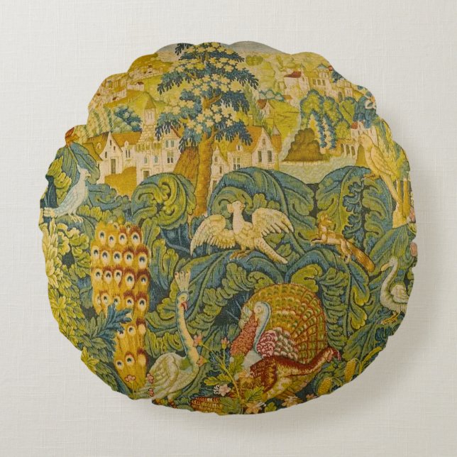 Botanische kudde van vogels rond kussen (Voorkant)