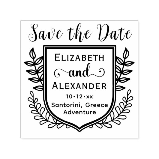 Botanische Kuif Huwelijkslocatie Save the Date Zelfinktende Stempel (Design)
