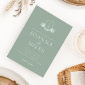 Botanische kuif Sage Groen Monogram Kaart