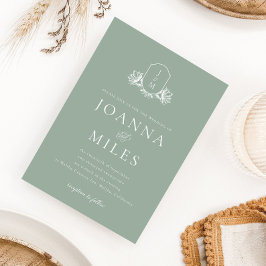 Botanische kuif Sage Groen Monogram Kaart