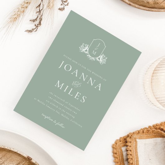 Botanische kuif Sage Groen Monogram Kaart