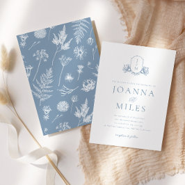 Botanische kuif Stoffig Blauw Monogram Kaart