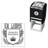 Botanische Kuifkroon #2 Ex Libris Boeknaam Zelfinktende Stempel (In situ)