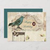 botanische kunst berdcage moderne vogel briefkaart (Voorkant / Achterkant)