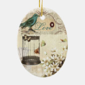 botanische kunst berdcage moderne vogel keramisch ornament (Achterkant)