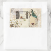 botanische kunst berdcage moderne vogel rechthoekige sticker (Tas)