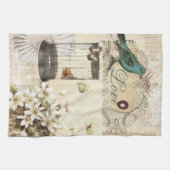 botanische kunst berdcage moderne  vogel theedoek (Horizontaal)