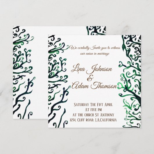 Botanische kunst bruiloft uitnodiging (Voorkant / Achterkant)