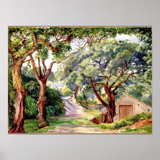 Botanische kunst: Cork Trees op Cintra bij Lissabo Poster (Voorkant)