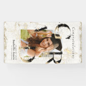 Botanische Kunst Deco Ivory Arch Foto Afstuderen Spandoek (Horizontaal)