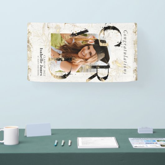 Botanische Kunst Deco Ivory Arch Foto Afstuderen Spandoek (Beurs)