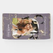 Botanische Kunst Deco Paarse Arch Foto Afstuderen Spandoek (Horizontaal)