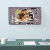 Botanische Kunst Deco Paarse Arch Foto Afstuderen Spandoek (Beurs)