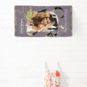 Botanische Kunst Deco Paarse Arch Foto Afstuderen Spandoek (Insitu)